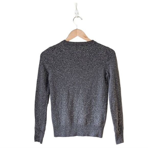 Banana Republic Italian Merino Wool Cashmere Blend Crew Silver Bead Sweater XS - Picture 2 of 5